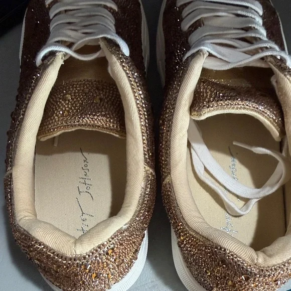NWOT Betsey Johnson Gold Sparkle Sneakers - Picture 3 of 4